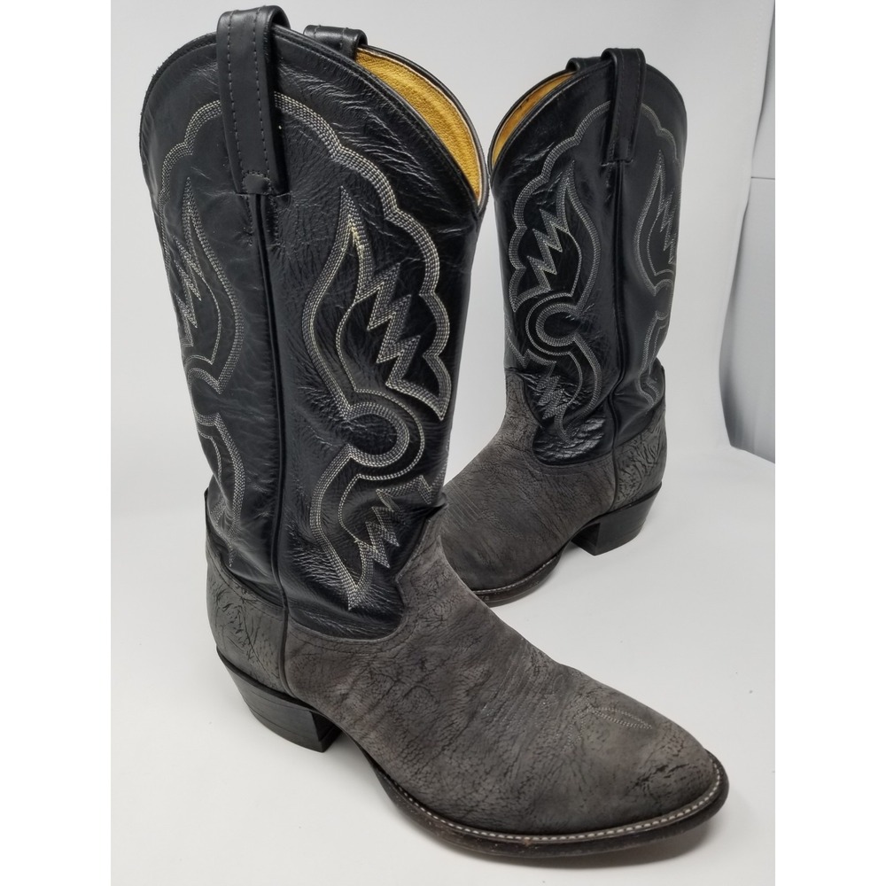 TONY LAMA 6250 Men's SZ 9EE BLACK GRAY Shrunken Shoulder Bullhide Cowboy Boots